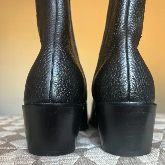 MODERN VICE Golden Bolt Black & Metallic Gold Leather Ankle Boots Size EU 35/US5 - Picture 13 of 16